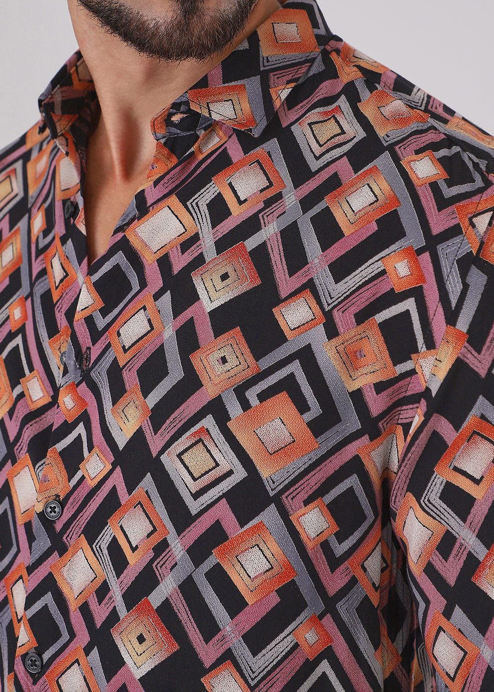 Orange Geometric Feather Shirt