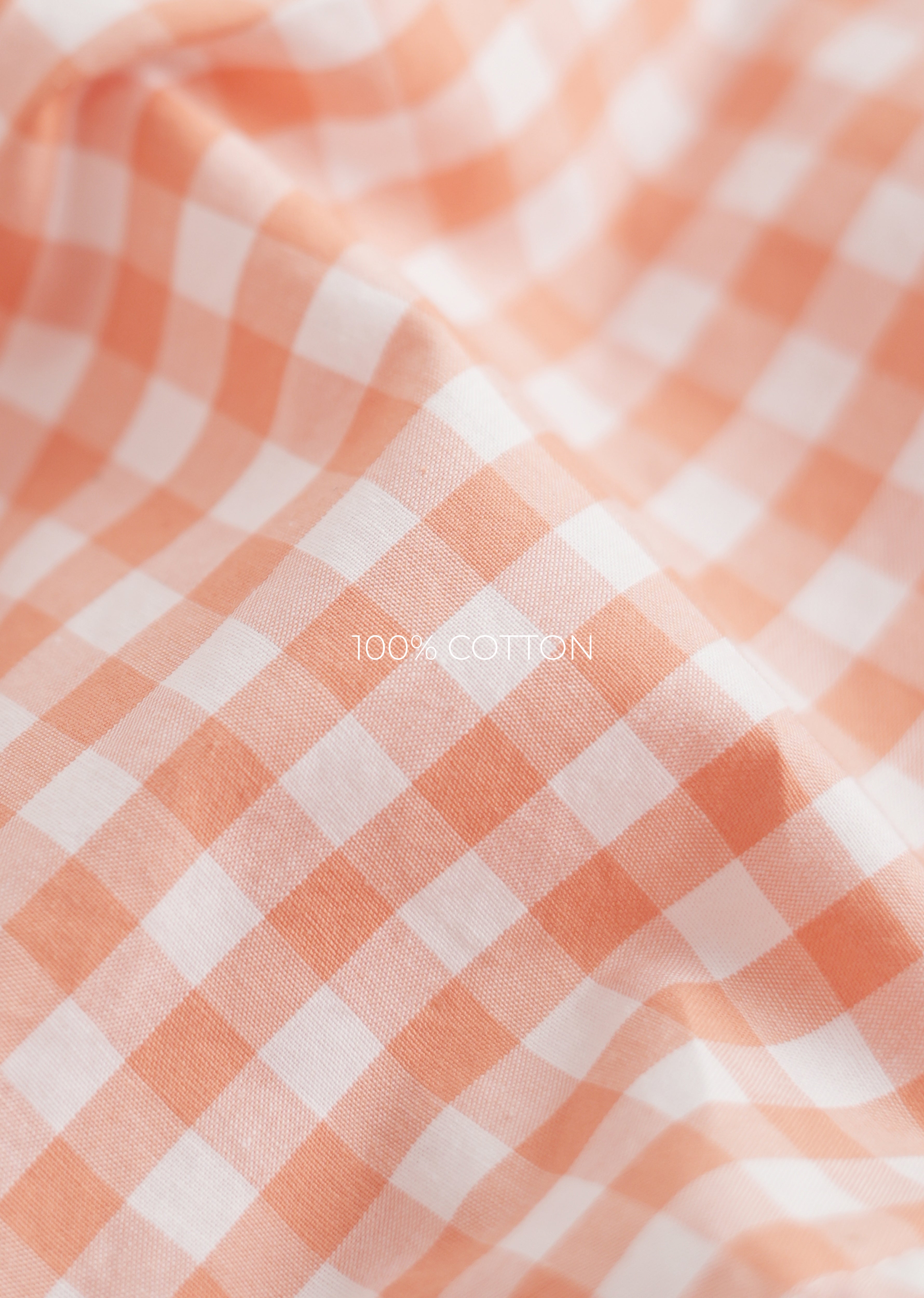Orange Gingham Check Cotton Shirt