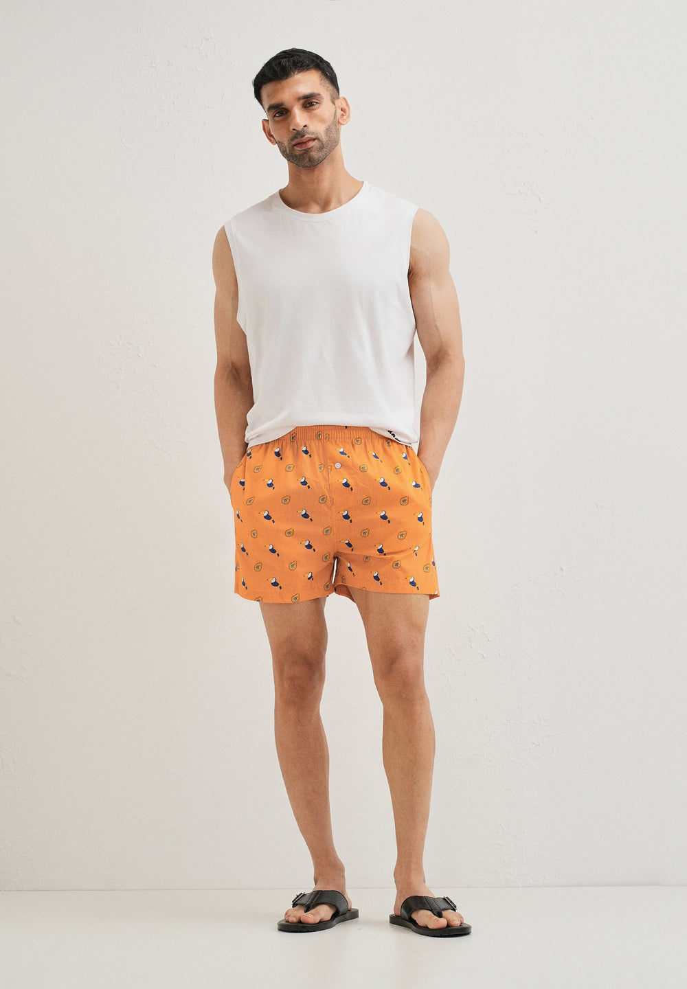 Orange Hornbill Printed Boxer