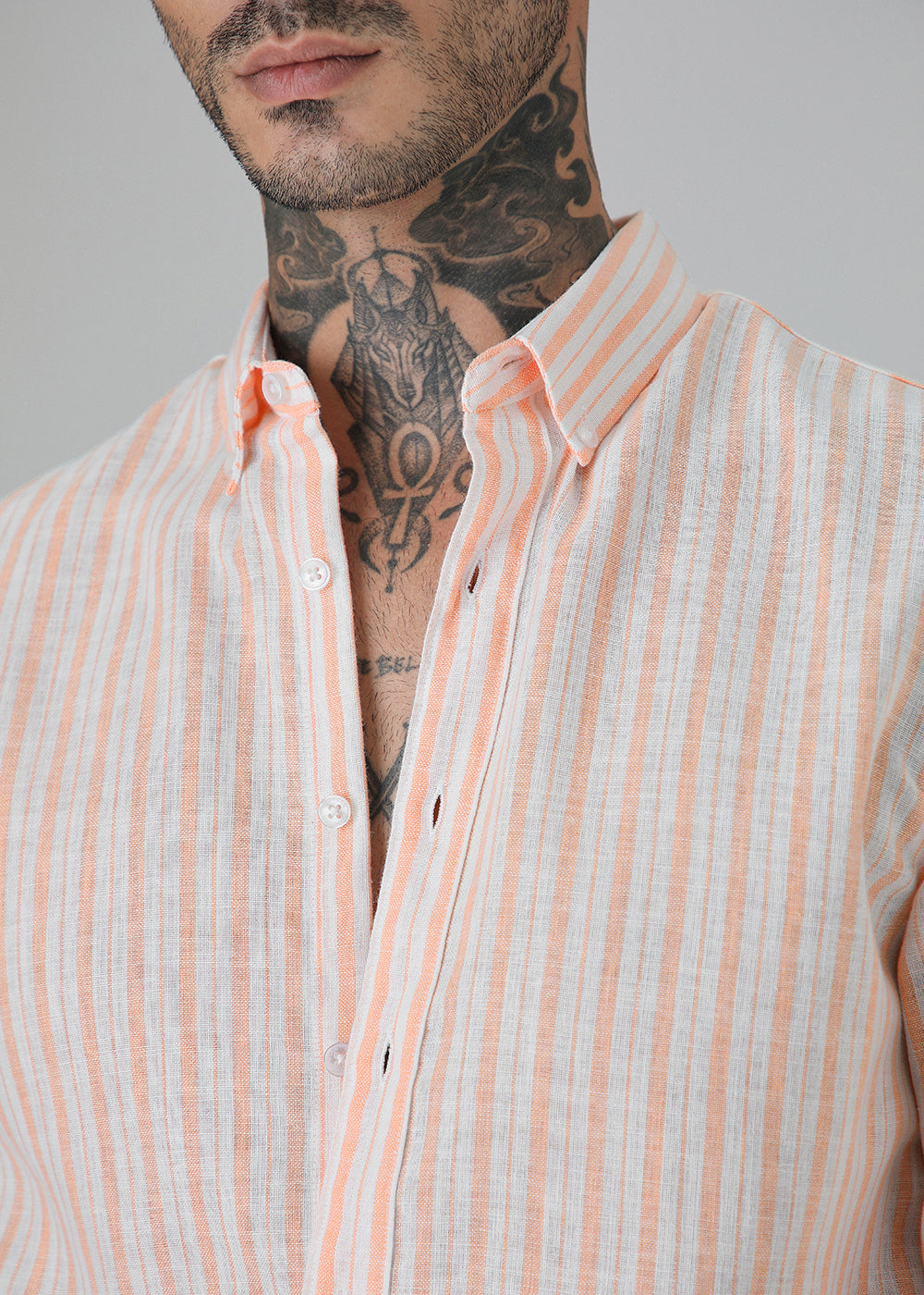 Orange Stripe Linen Shirt