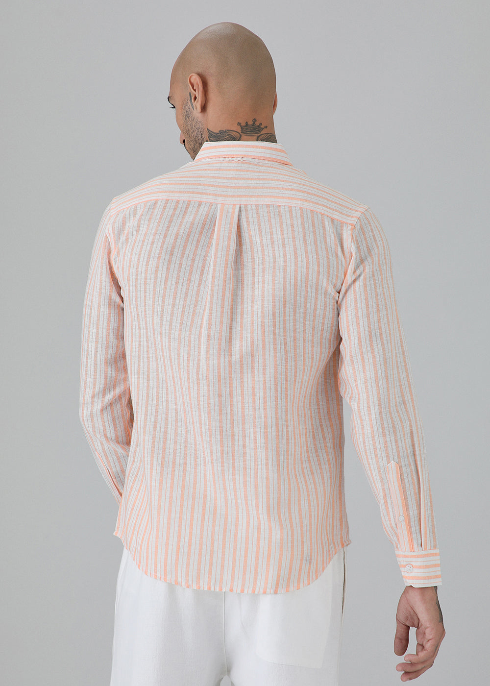 Orange Stripe Linen Shirt