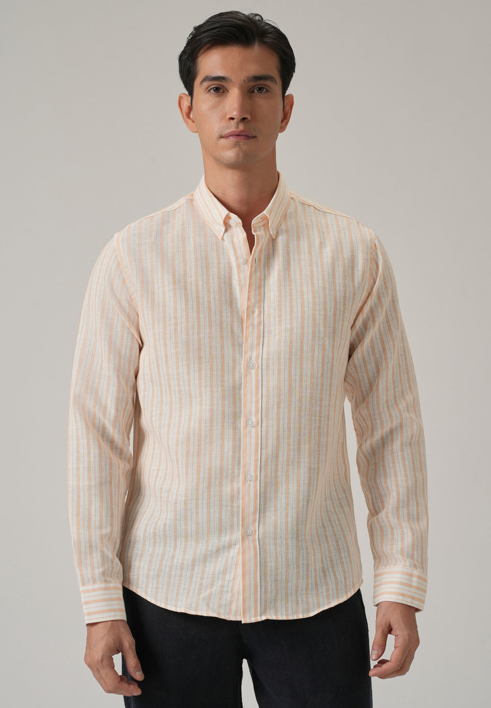 Orange Stripe Linen Shirt