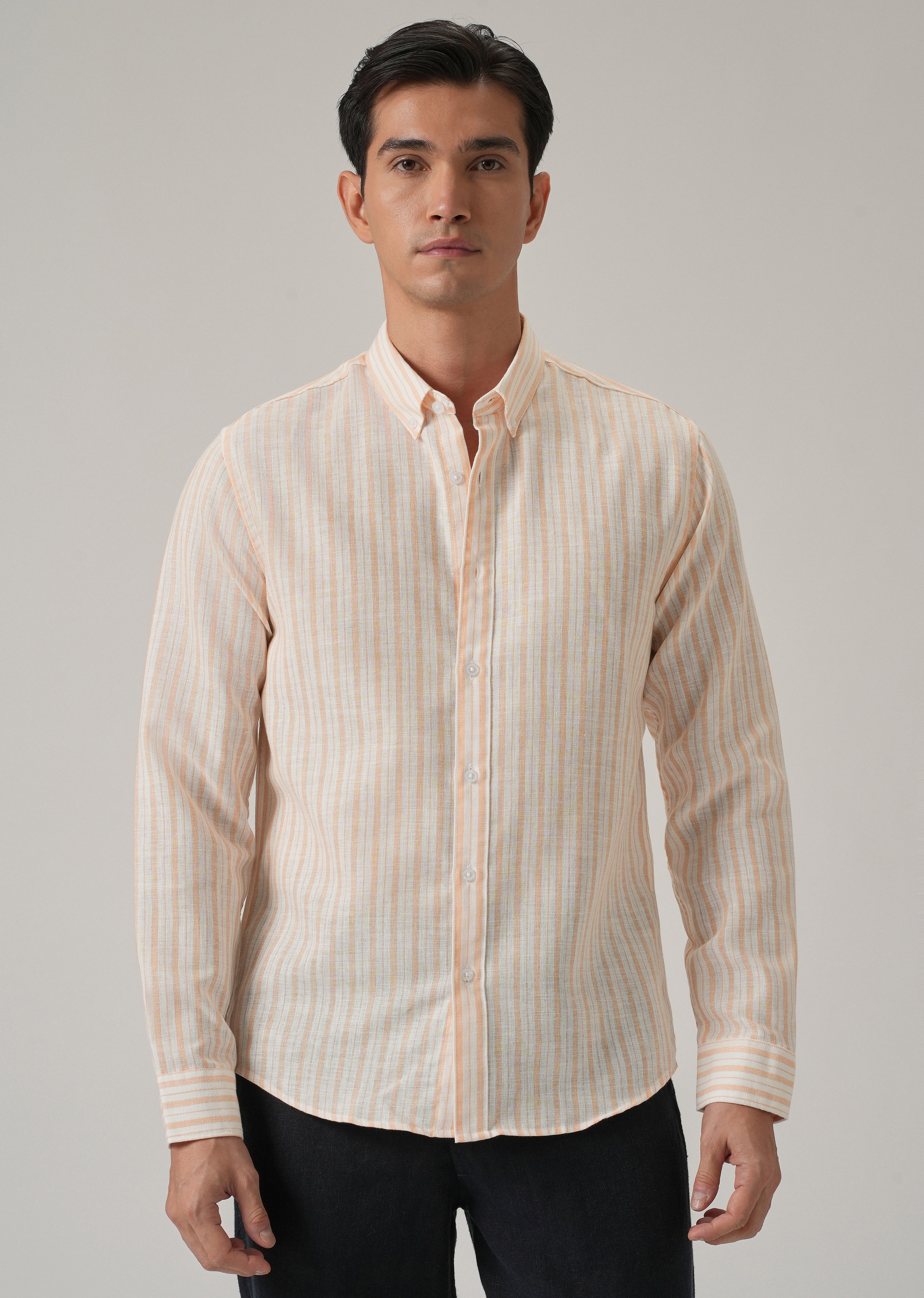 Orange Stripe Linen Shirt