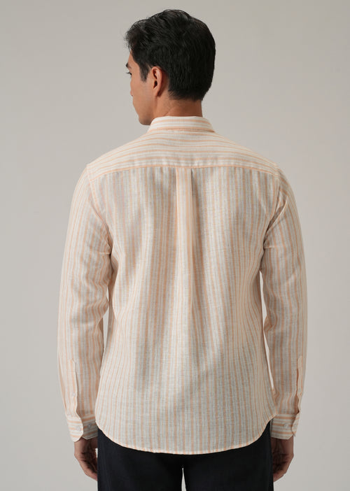 Orange Stripe Linen Shirt