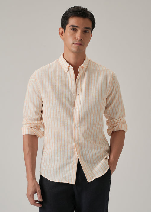 Orange Stripe Linen Shirt