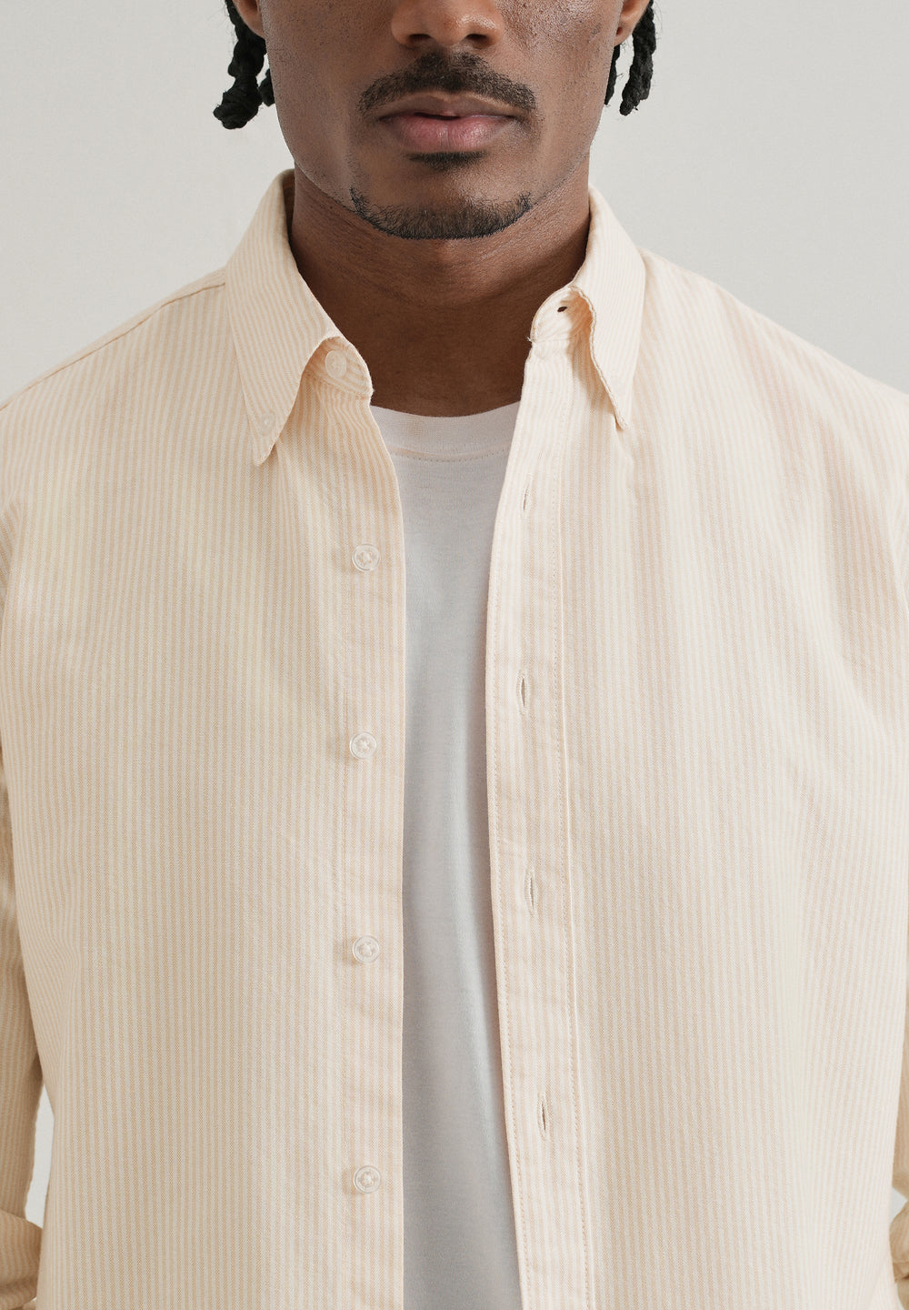 Orange Vertical Striped Cotton Shirt