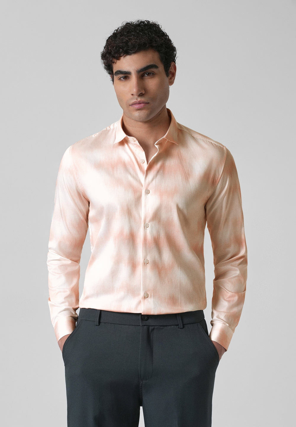 Orange Soft Hued Printed Shirt