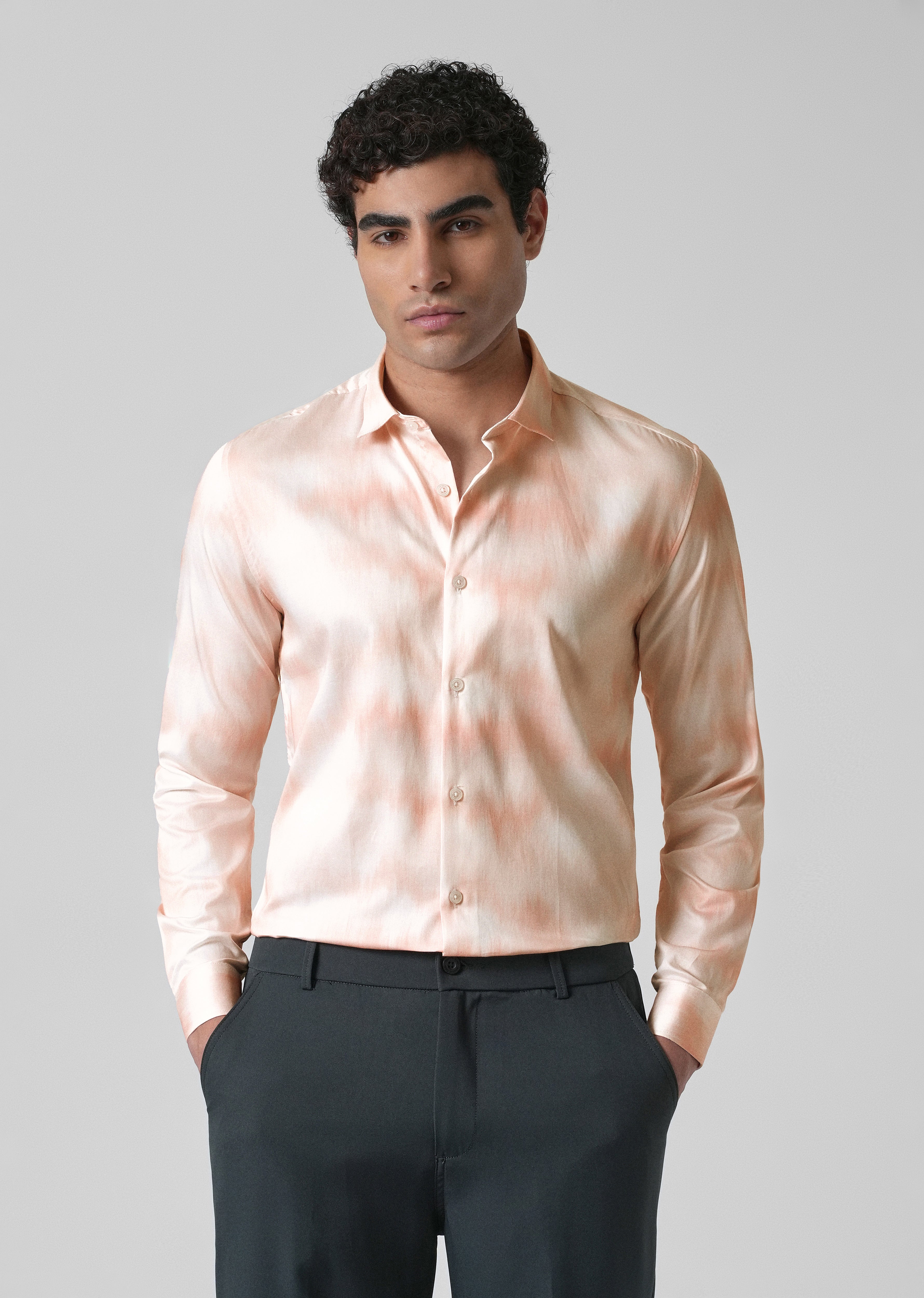 Orange Soft Hued Printed Shirt