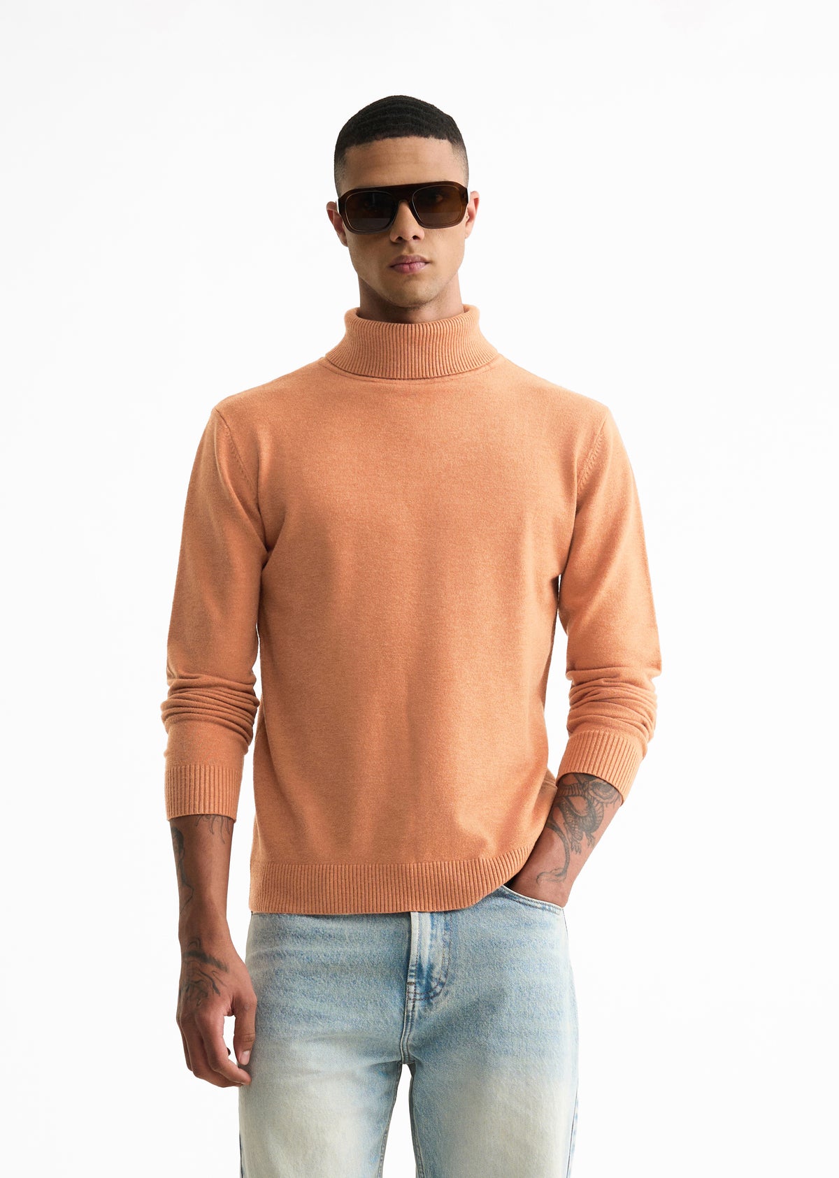 Orange Turtle-Neck Sweater