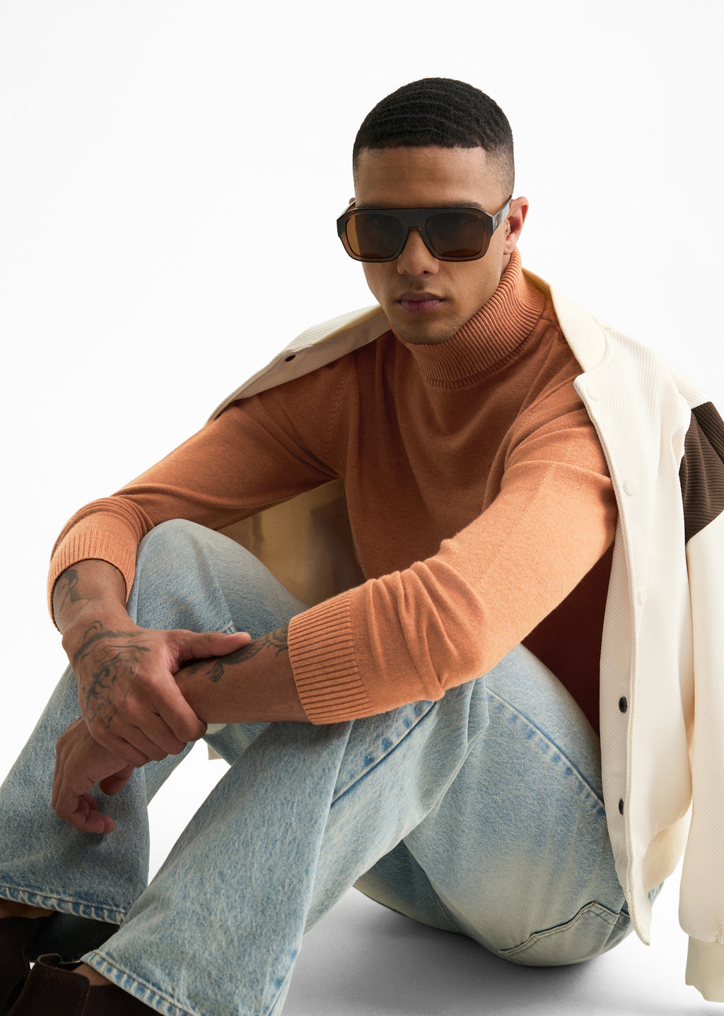 Orange Turtle-Neck Sweater