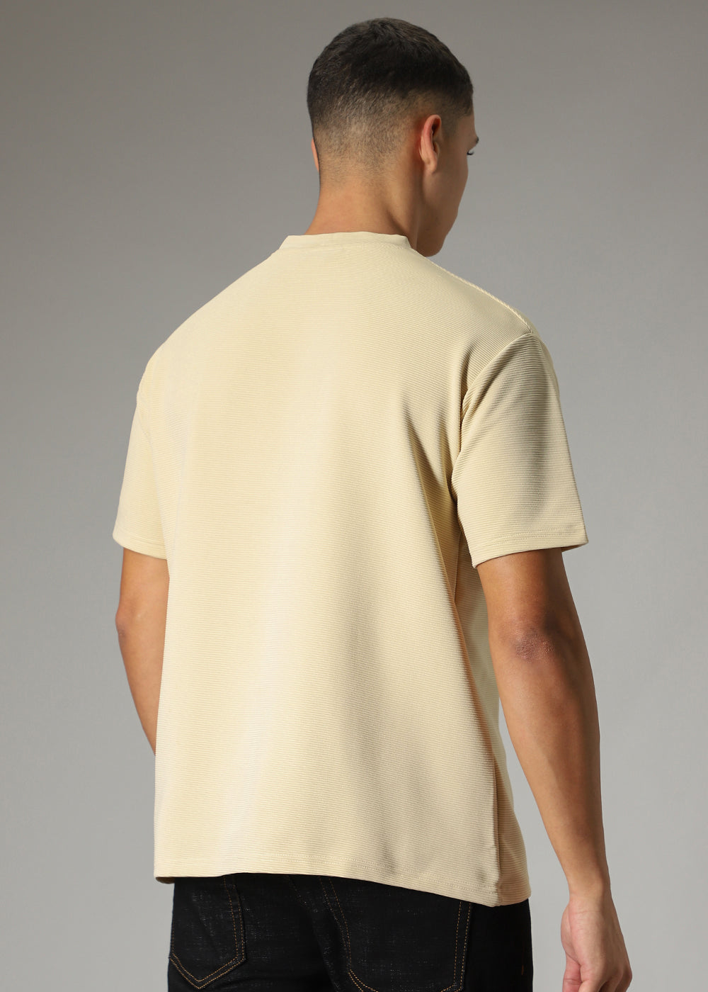 Oversized Cream Textured T-shirt