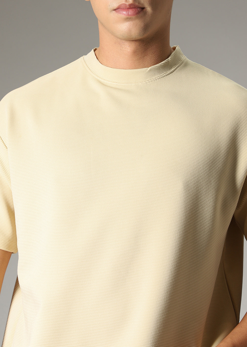 Oversized Cream Textured T-shirt