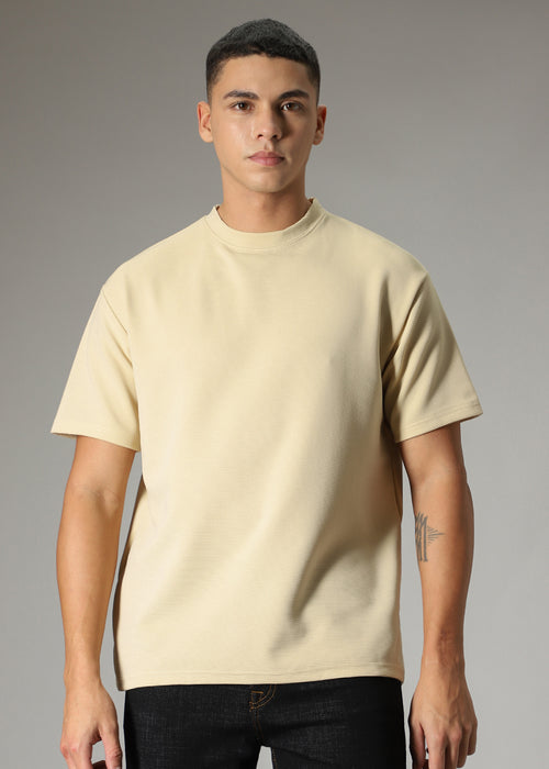 Oversized Cream Textured T-shirt