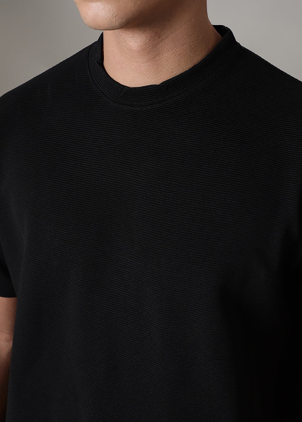 Oversized Black Textured T-shirt