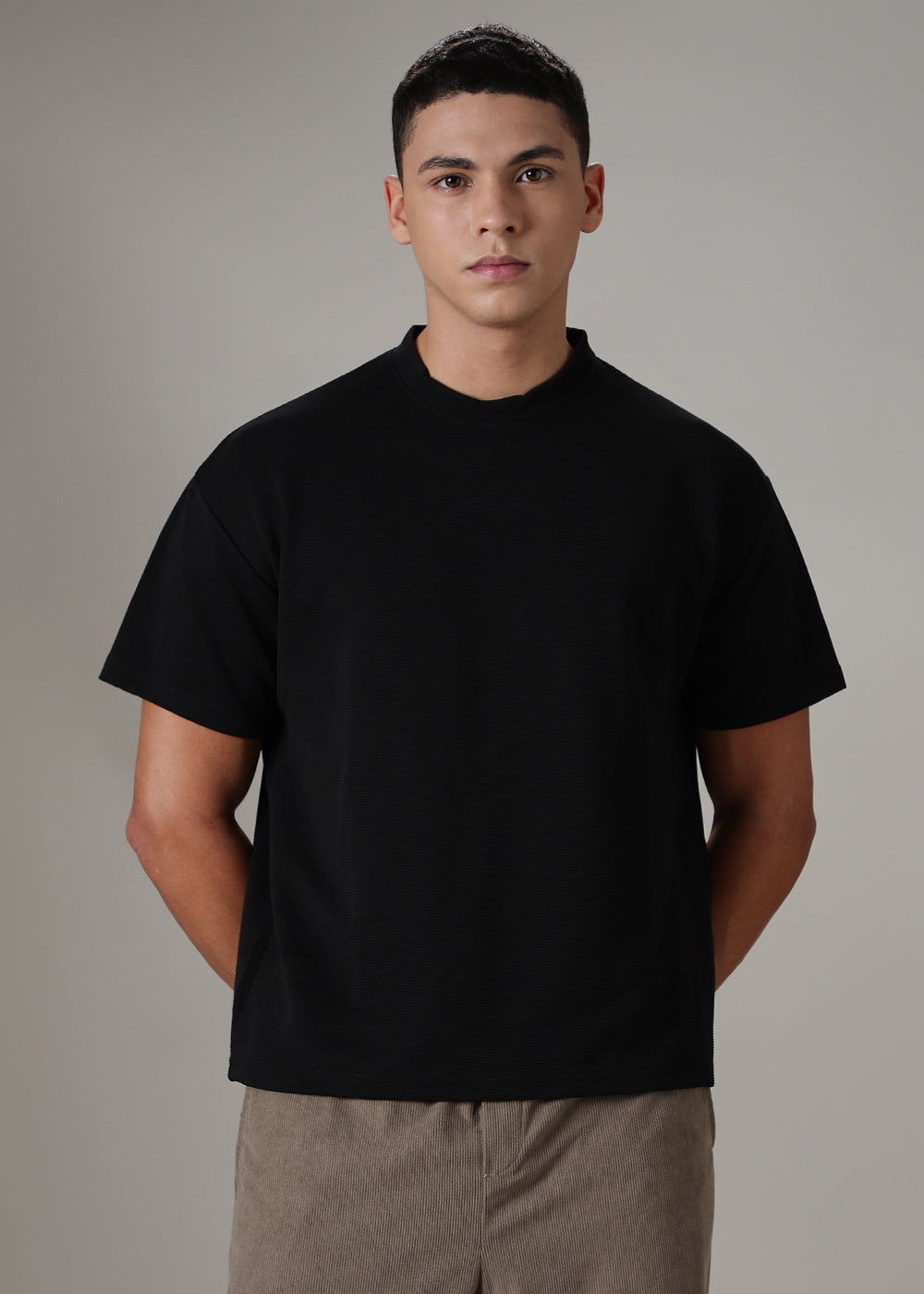 Oversized Black Textured T-shirt