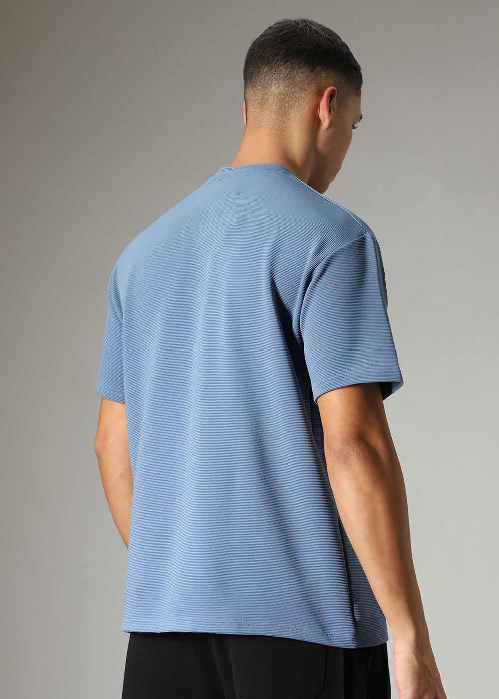 Oversized Blue Textured T-shirt