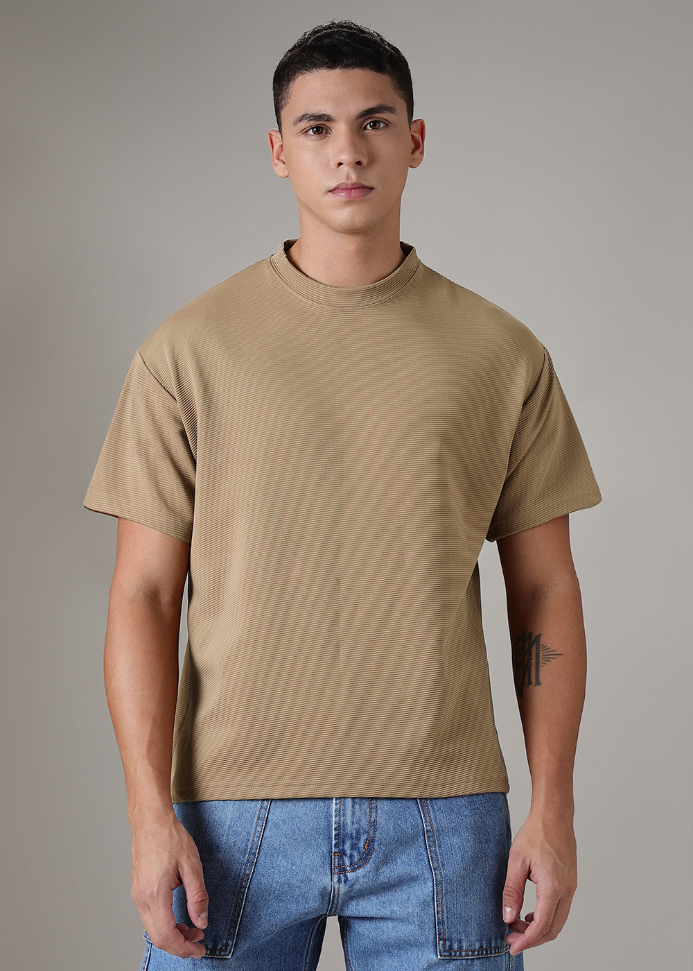 Oversized Coffee Textured T-shirt