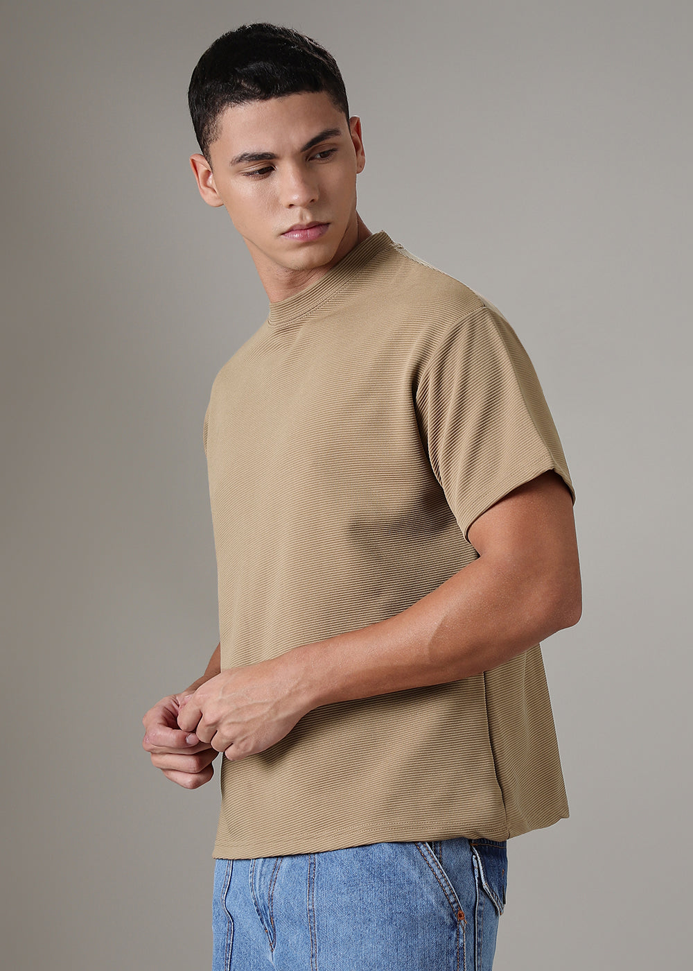 Oversized Coffee Textured T-shirt