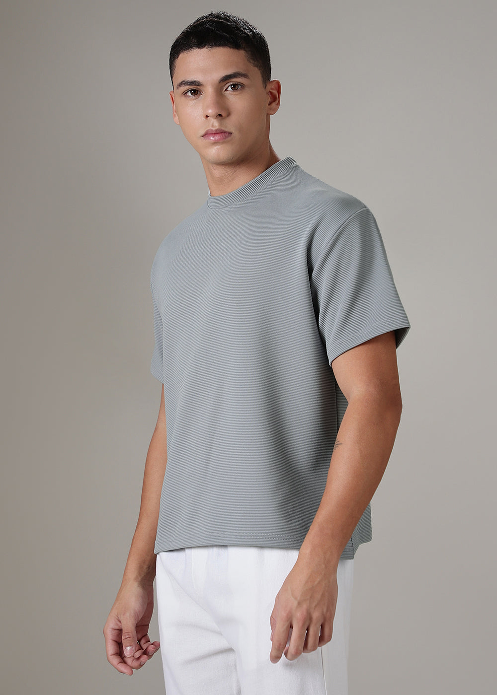 Oversized Light Grey Textured T-shirt