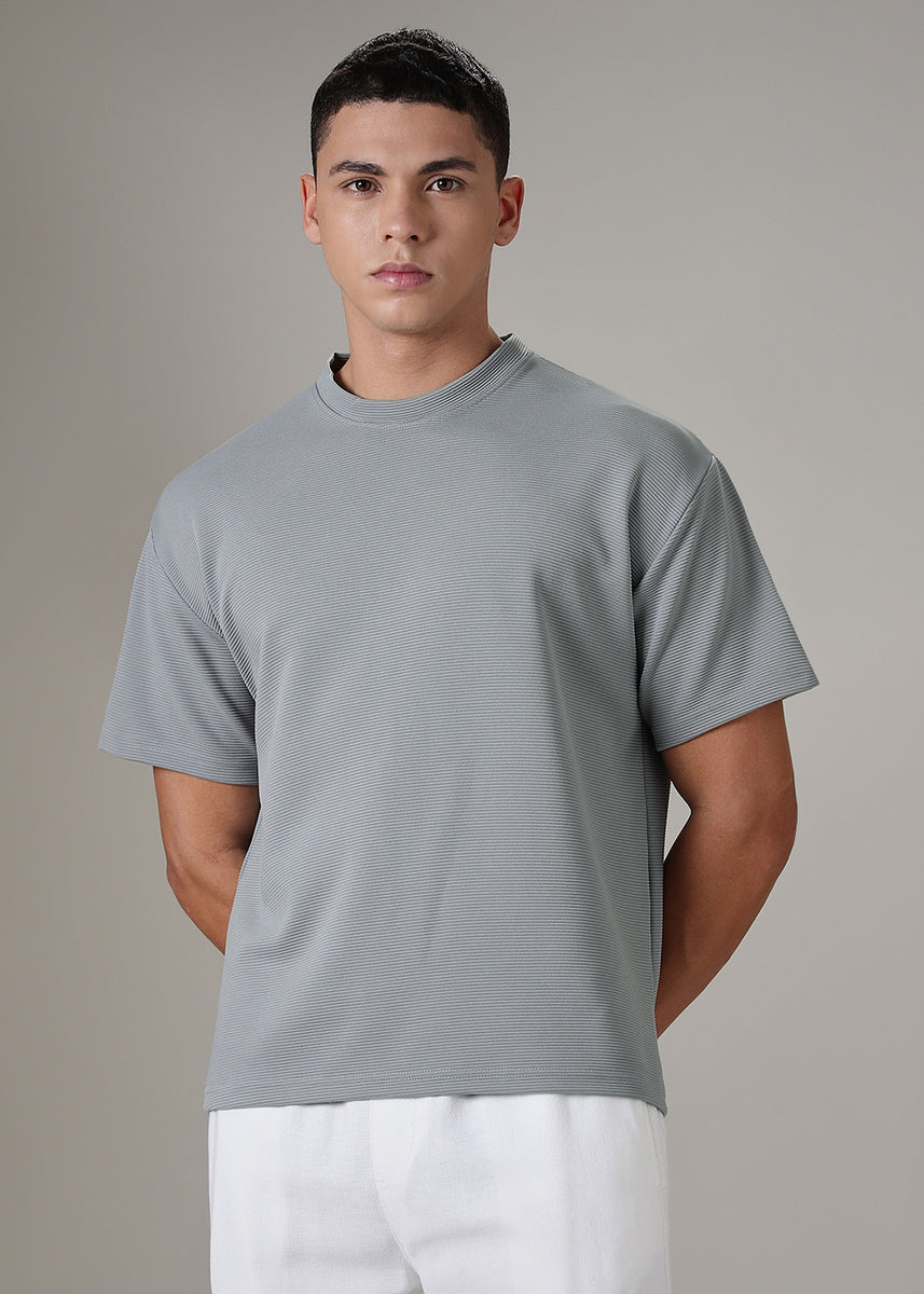 Oversized Light Grey Textured T-shirt