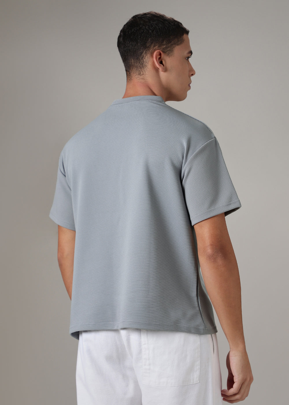 Oversized Light Grey Textured T-shirt