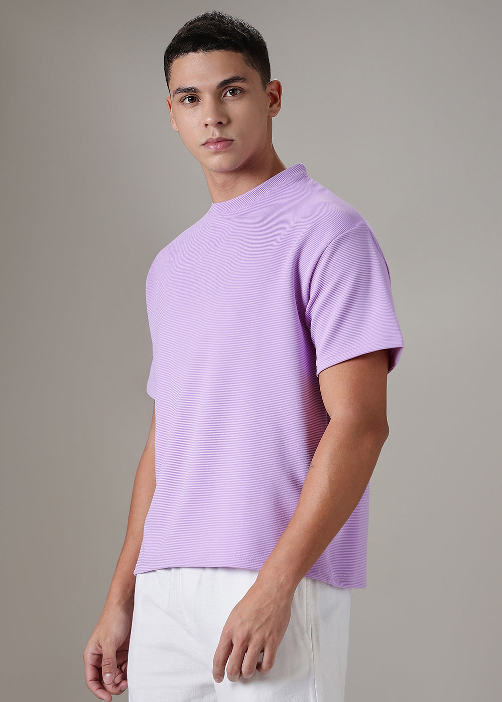 Oversized Lilac Textured T-shirt