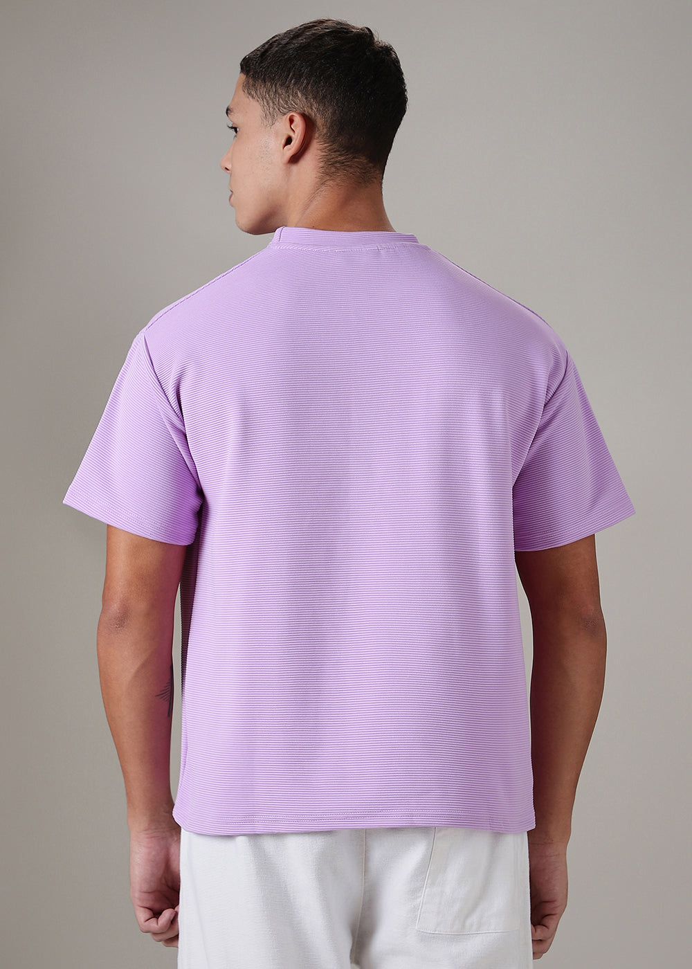 Oversized Lilac Textured T-shirt