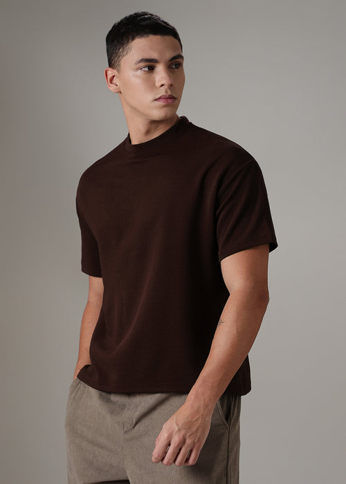 Oversized Maroon Textured T-shirt