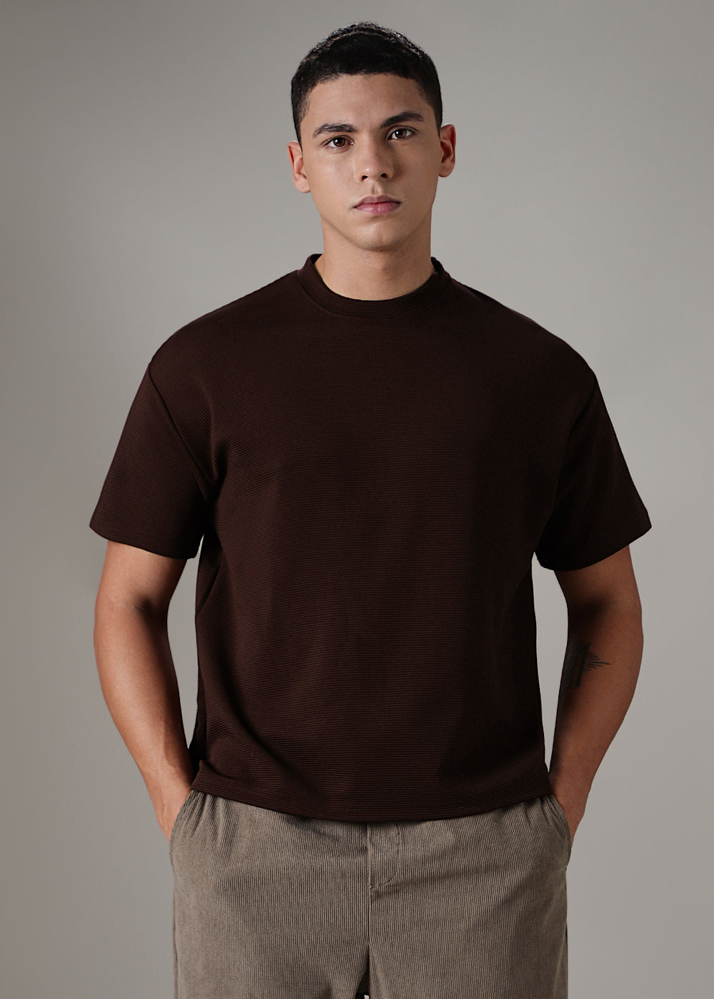 Oversized Maroon Textured T-shirt