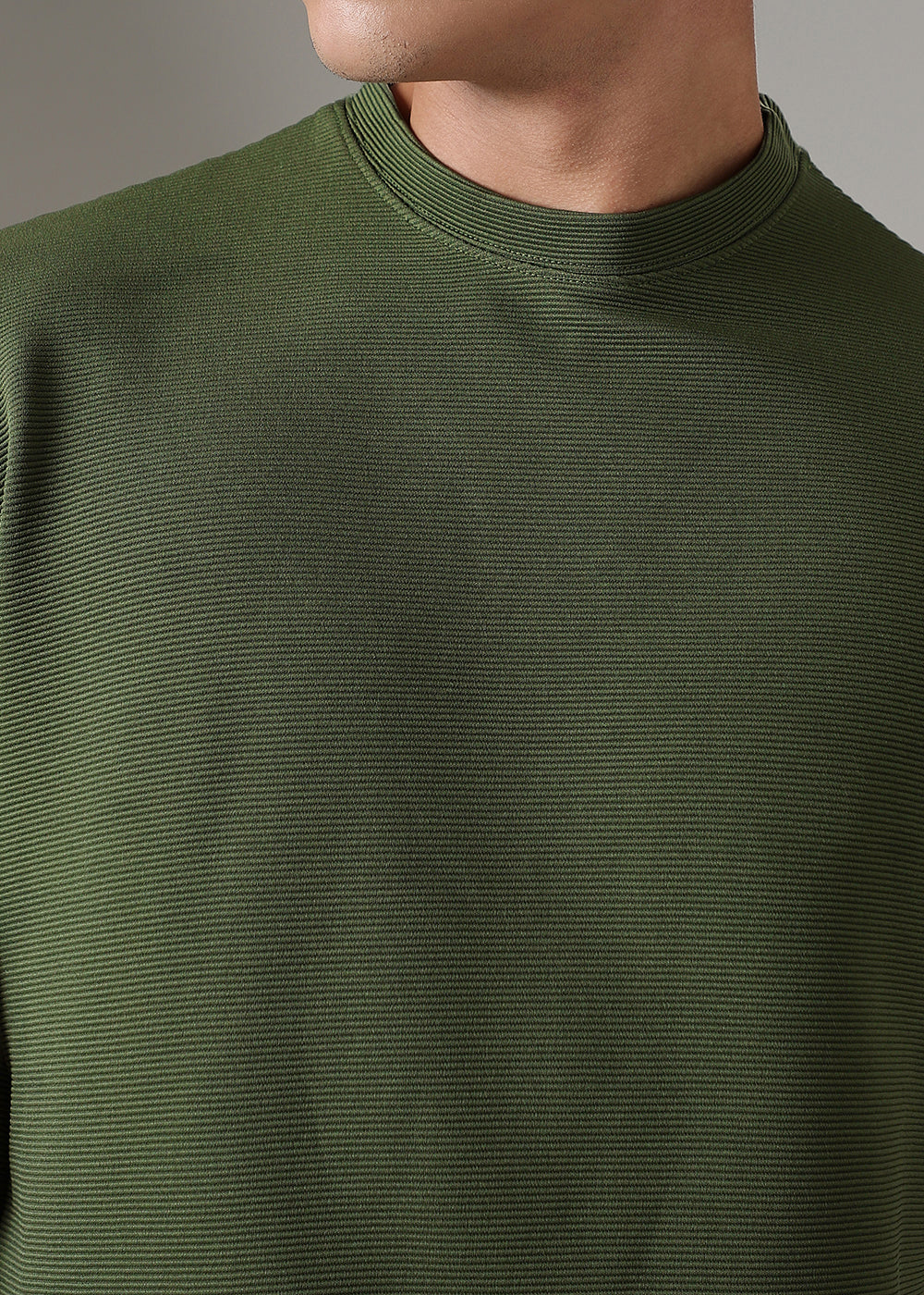 Oversized Olive Green Textured T-shirt