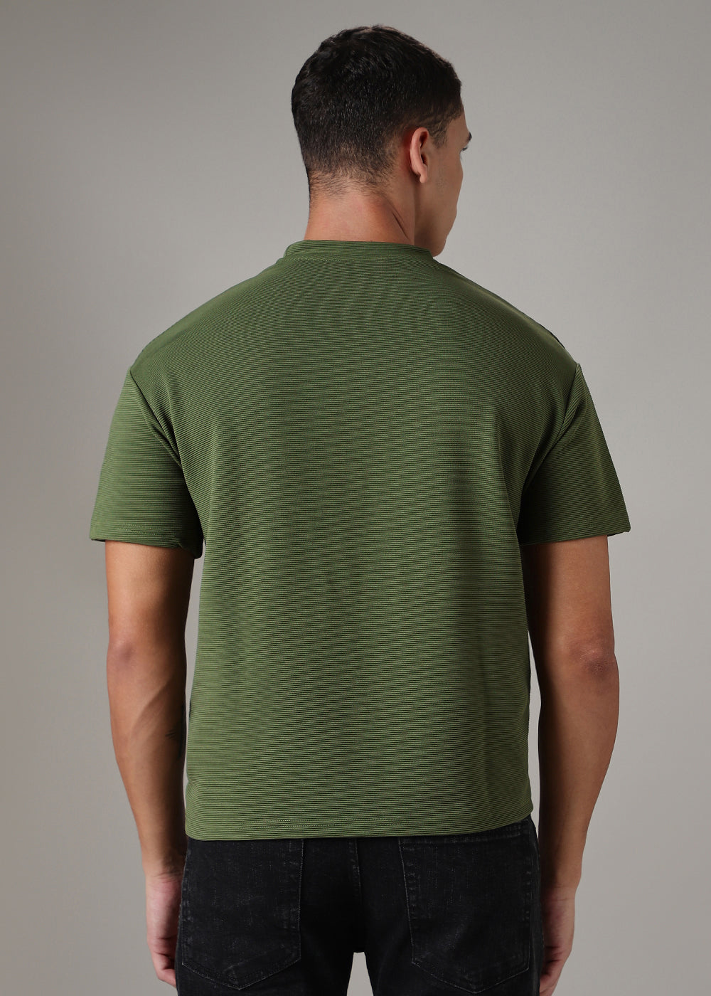 Oversized Olive Green Textured T-shirt