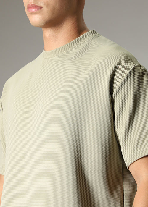 Oversized Pastel Green Textured T-shirt