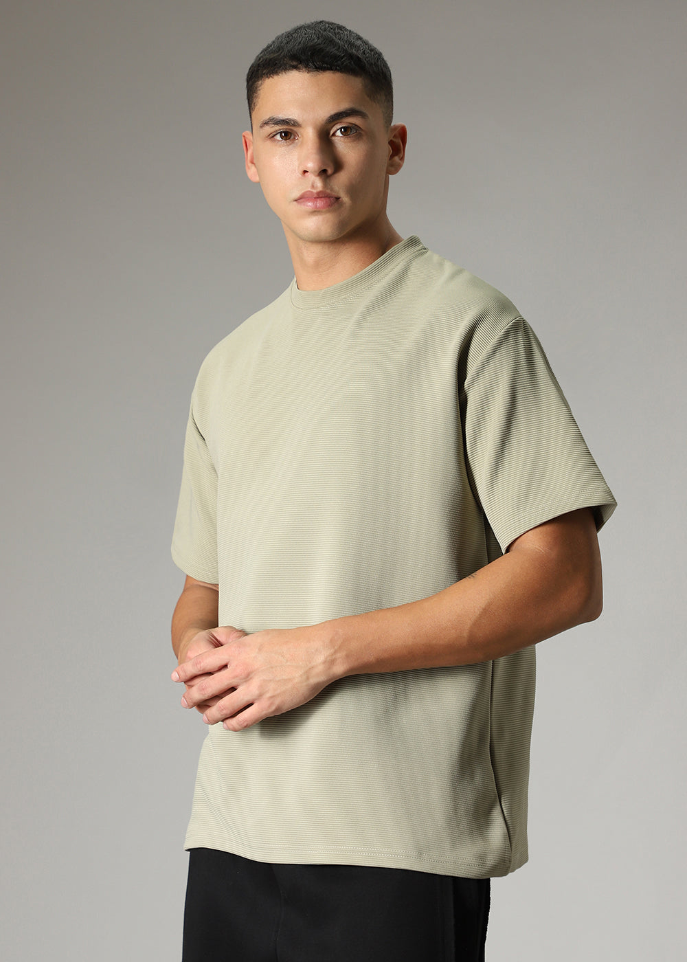 Oversized Pastel Green Textured T-shirt