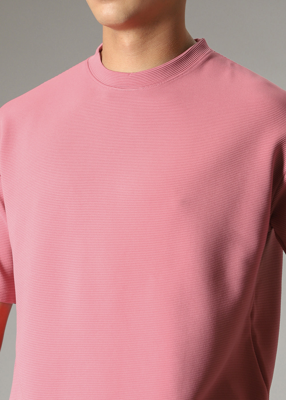 Oversized Pink Textured T-shirt