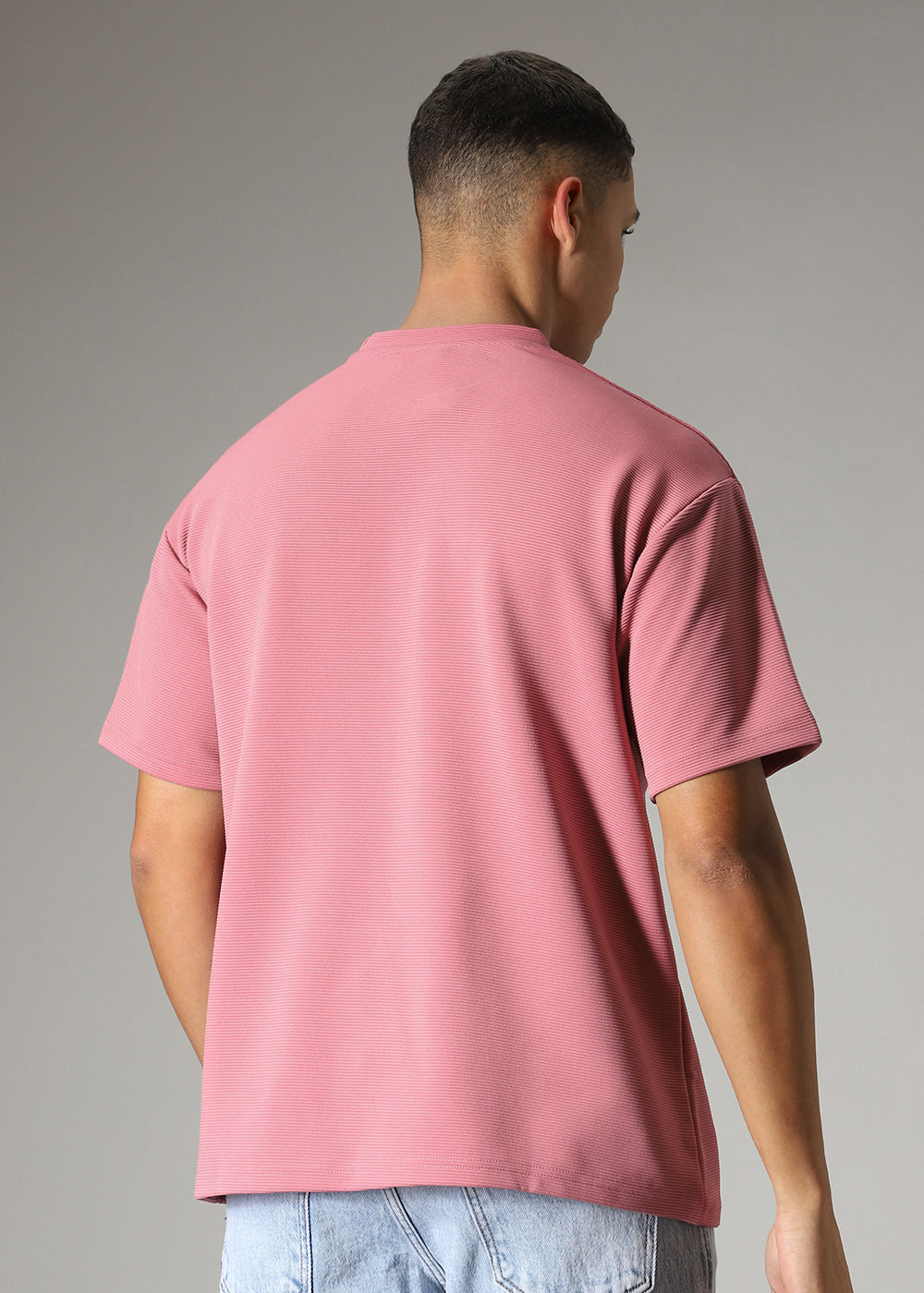 Oversized Pink Textured T-shirt