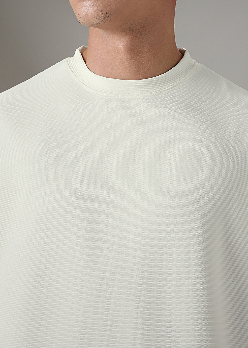 Oversized White Textured T-shirt