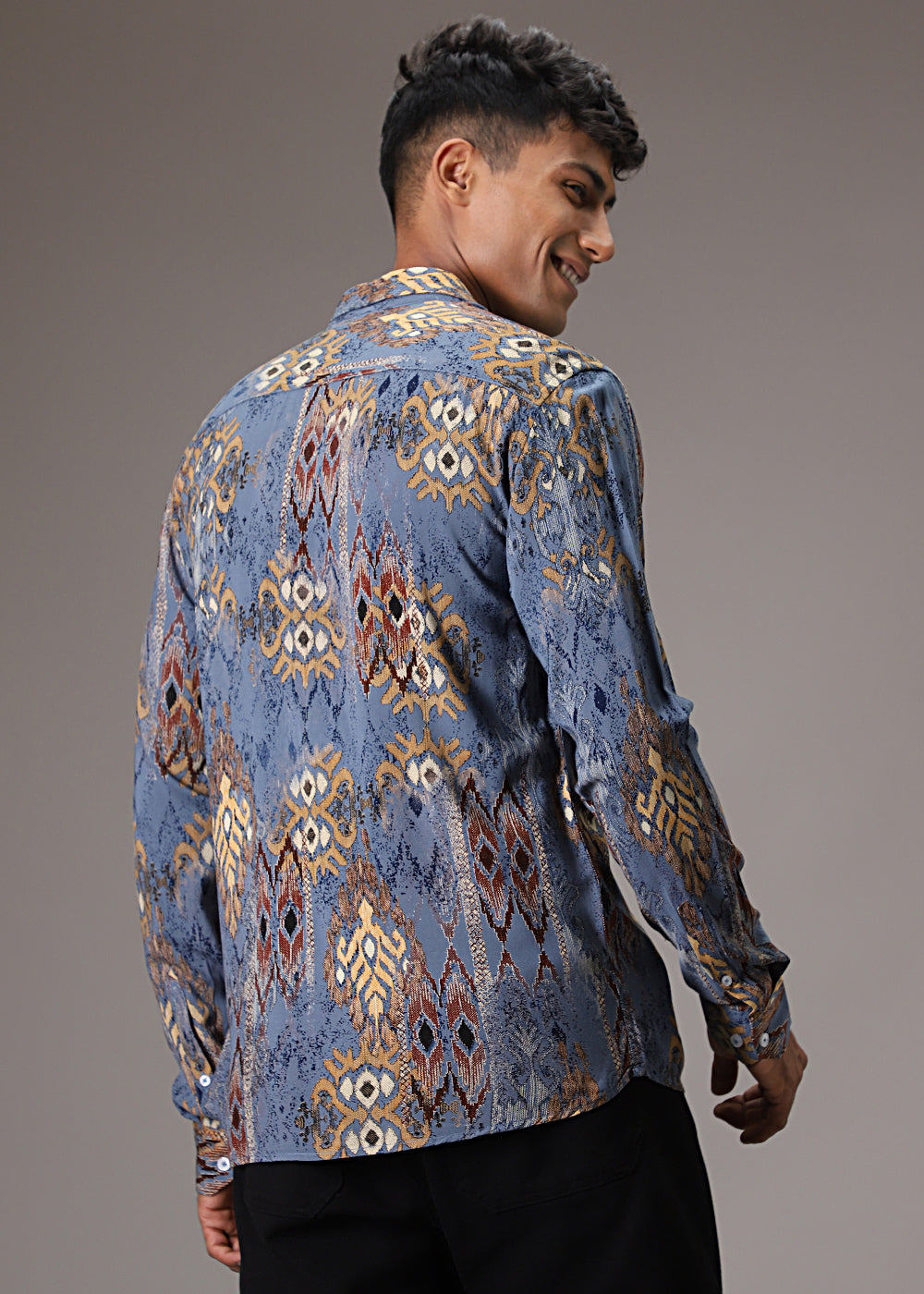 Pacific Blue Printed Feather Shirt