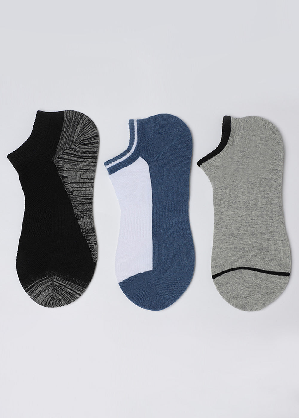 Pack Of 3 Colour-block Ankle Length Socks