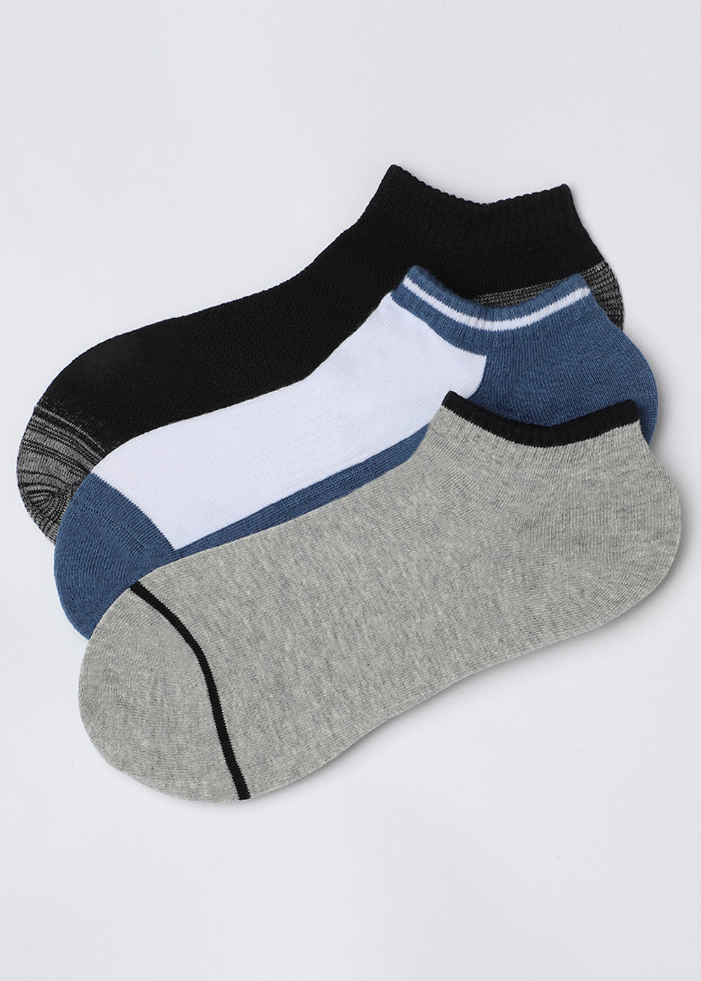 Pack Of 3 Colour-block Ankle Length Socks