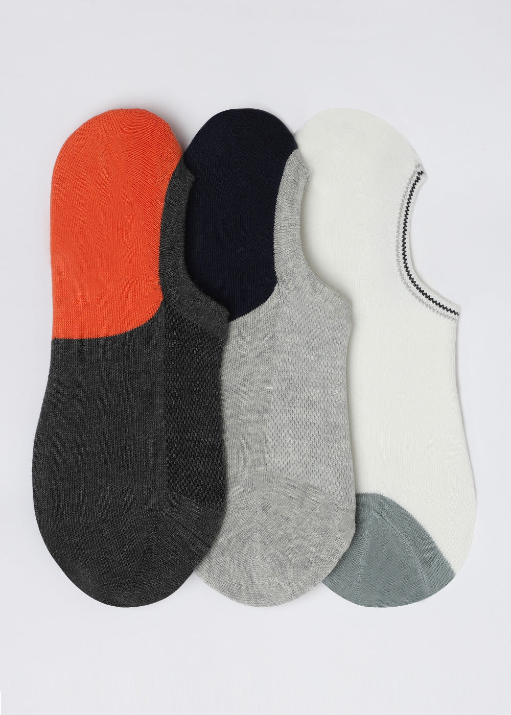 Pack Of 3 Colour-block No Show Socks