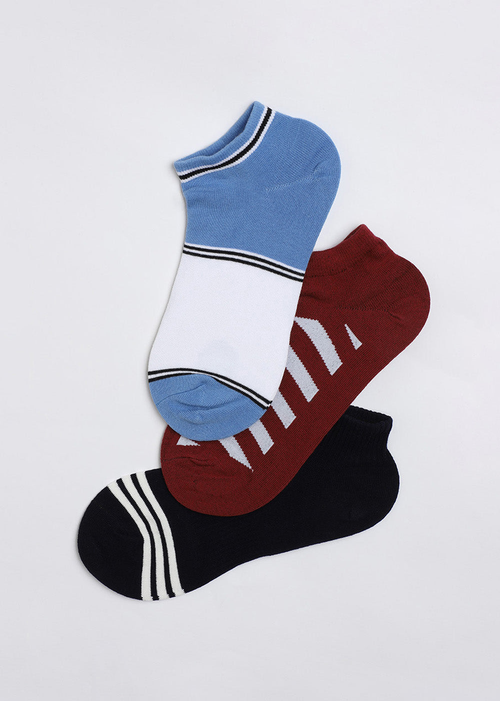 Pack Of 3 Striped Ankle Length Socks