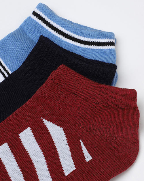 Pack Of 3 Striped Ankle Length Socks