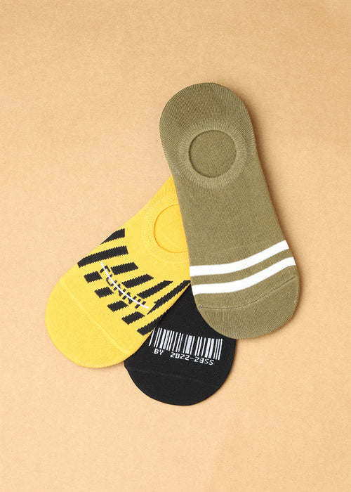 Pack Of 3 Striped No Show Socks