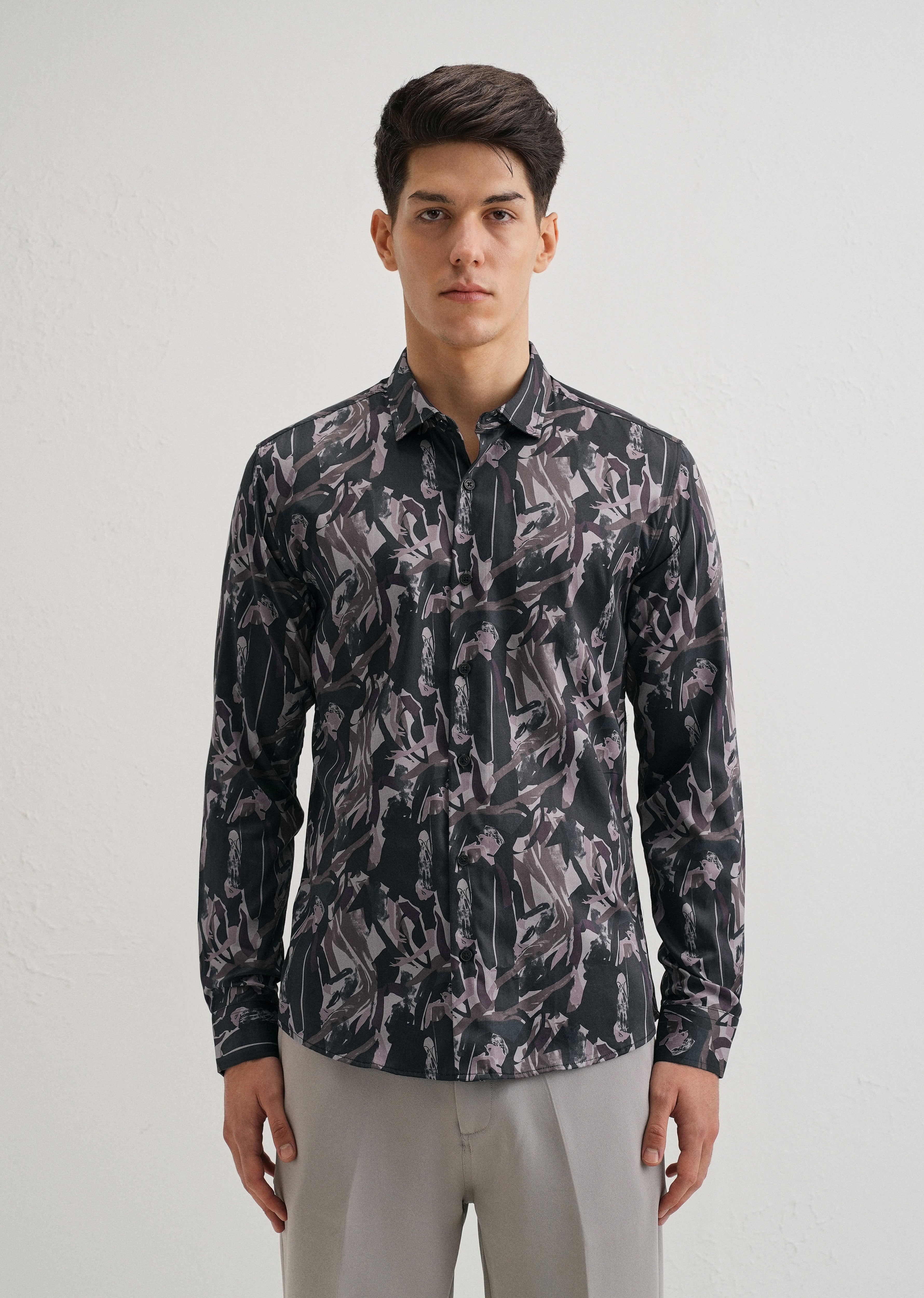 Painterly Brushstrokes Printed Shirt