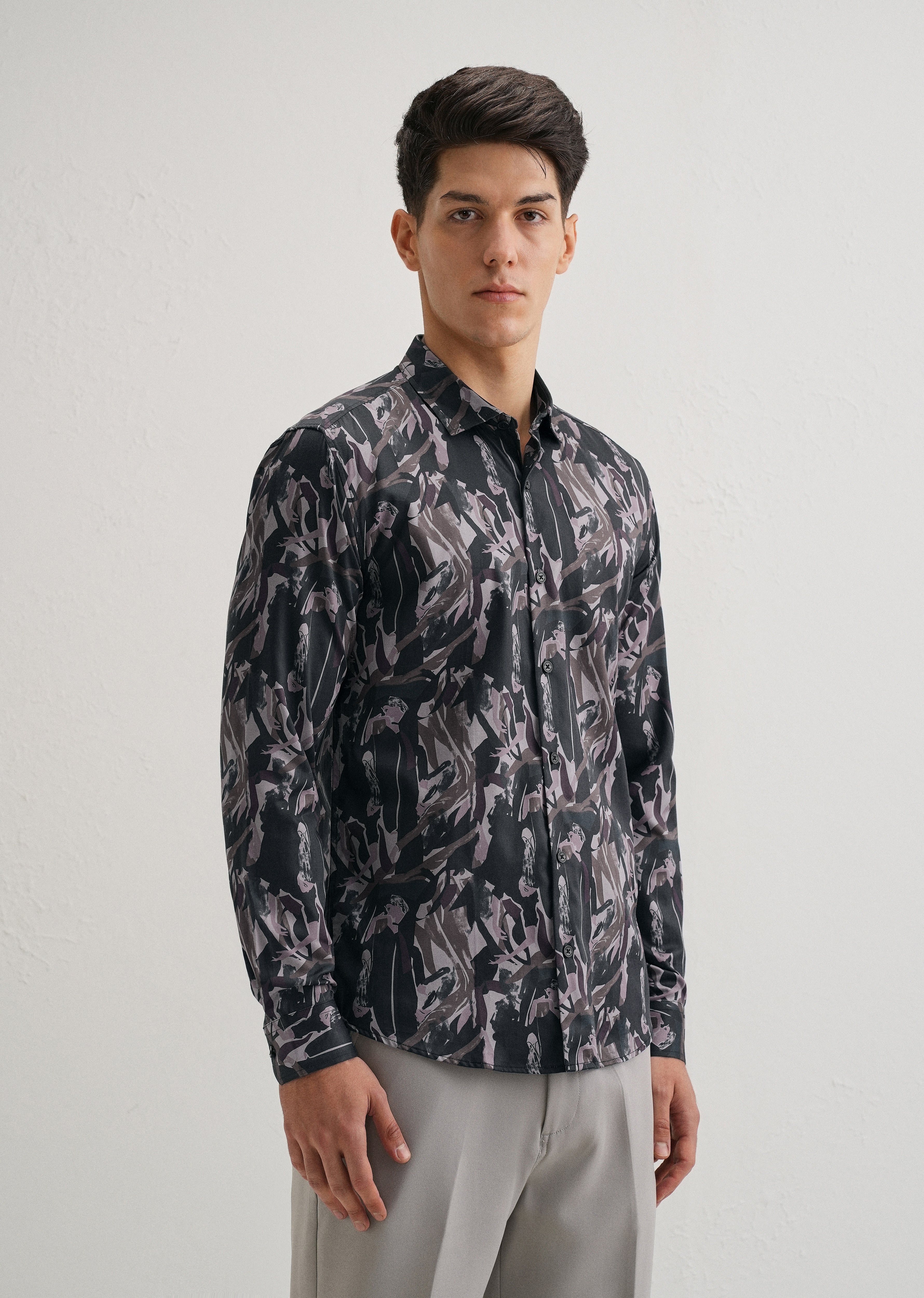 Painterly Brushstrokes Printed Shirt