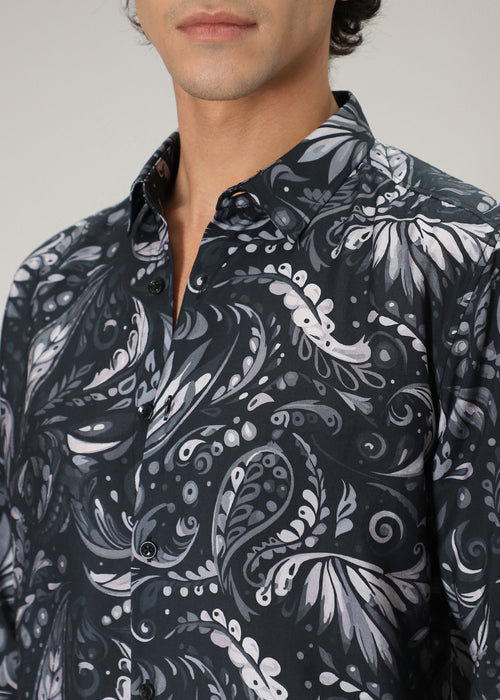 Paisley Floral Black Print Shirt