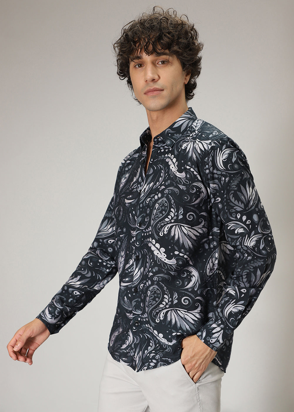 Paisley Floral Black Print Shirt