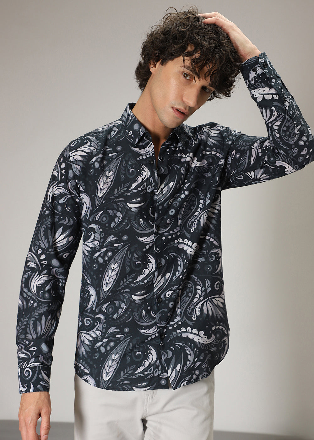 Paisley Floral Black Print Shirt