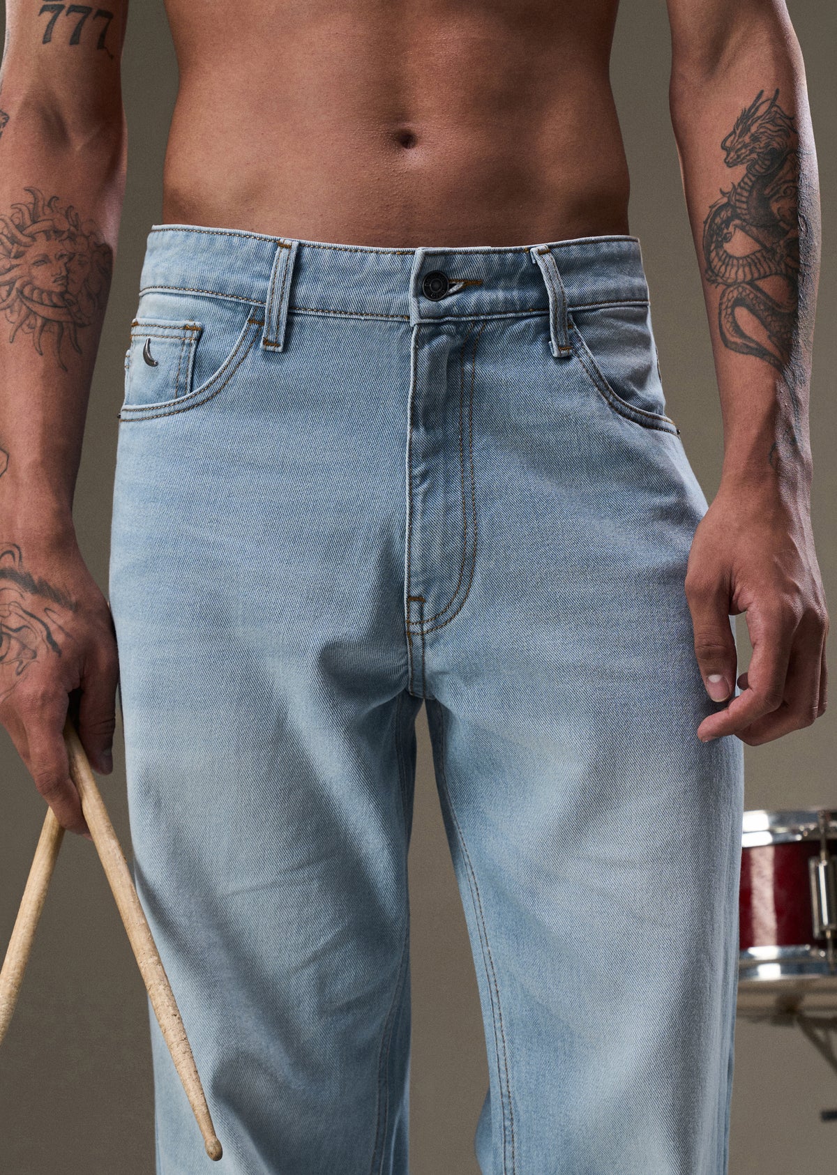 Pale Blue Baggy Fit Jeans