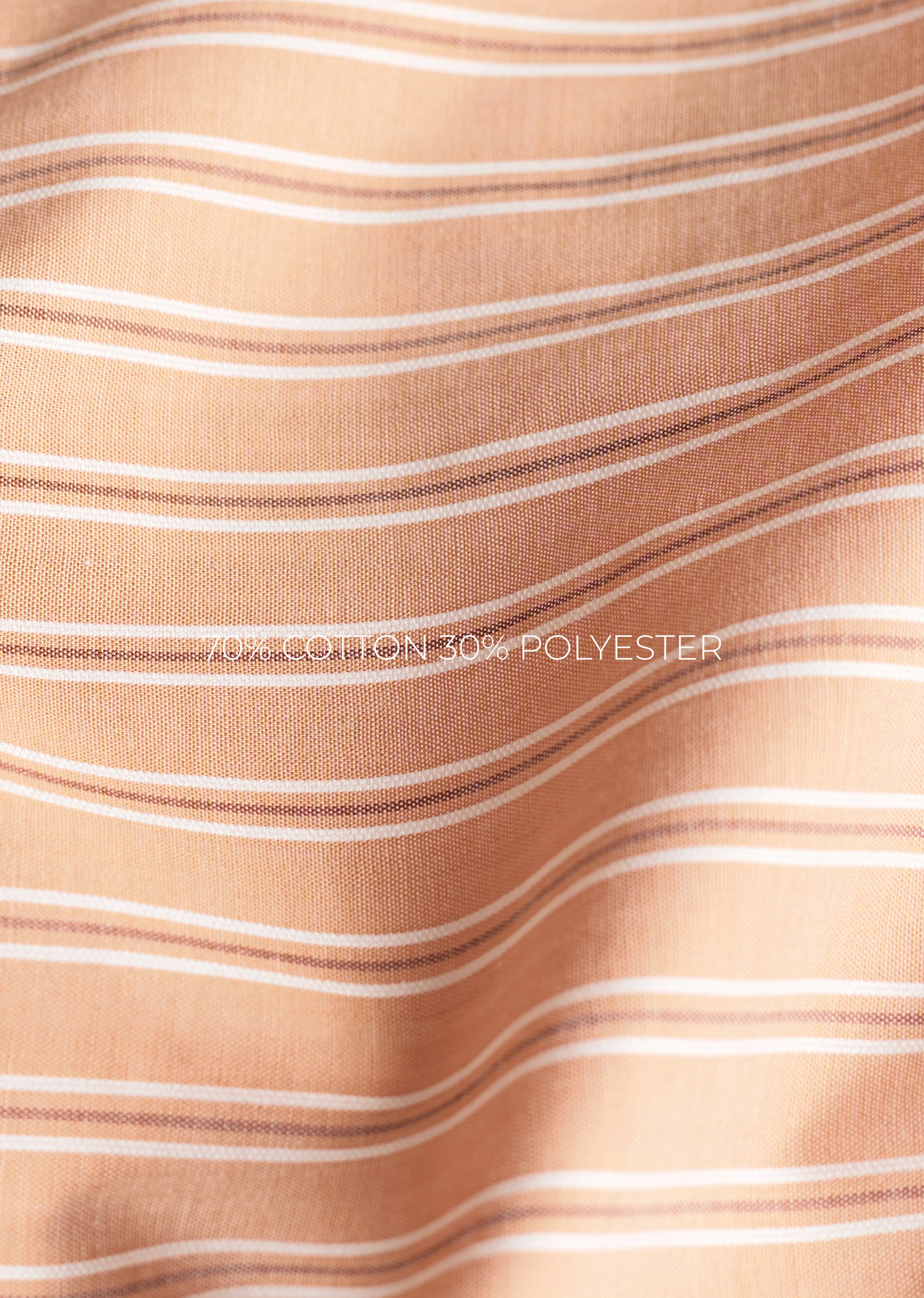 Pale Orange Cotton Striped Boxy Shirt